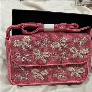 Rachel Zoe Pink Beaded Bow Shoulder Bag